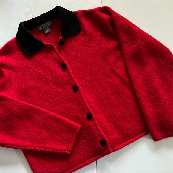Red Wool Cardigan Women’s Size Large - Picture 12 of 12